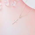 wholesale 14K Gold Small Heart Cross Pendant Necklaces for Women - Valentine's Day Gifts-0-4