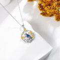 wholesale 925 Sterling Silver Bluebird Flower Circle Pendant Necklace for Women Gifts-0-2