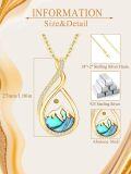 wholesale 925 Sterling Silver Abalone Shell Teardrop Mountain Pendant Necklace with Cubic Zirconia and Yellow Gold Plating - Christian Faith Jewelry-0-5