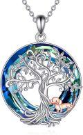 wholesale 925 Sterling Silver Tree of Life with Dog and Crystal Pendant Necklace for Women-0-0