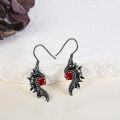wholesale 925 Sterling Silver Red Crystal Black Enamel Gothic Angel & Devil Wing Drop Earrings for Women-0-2