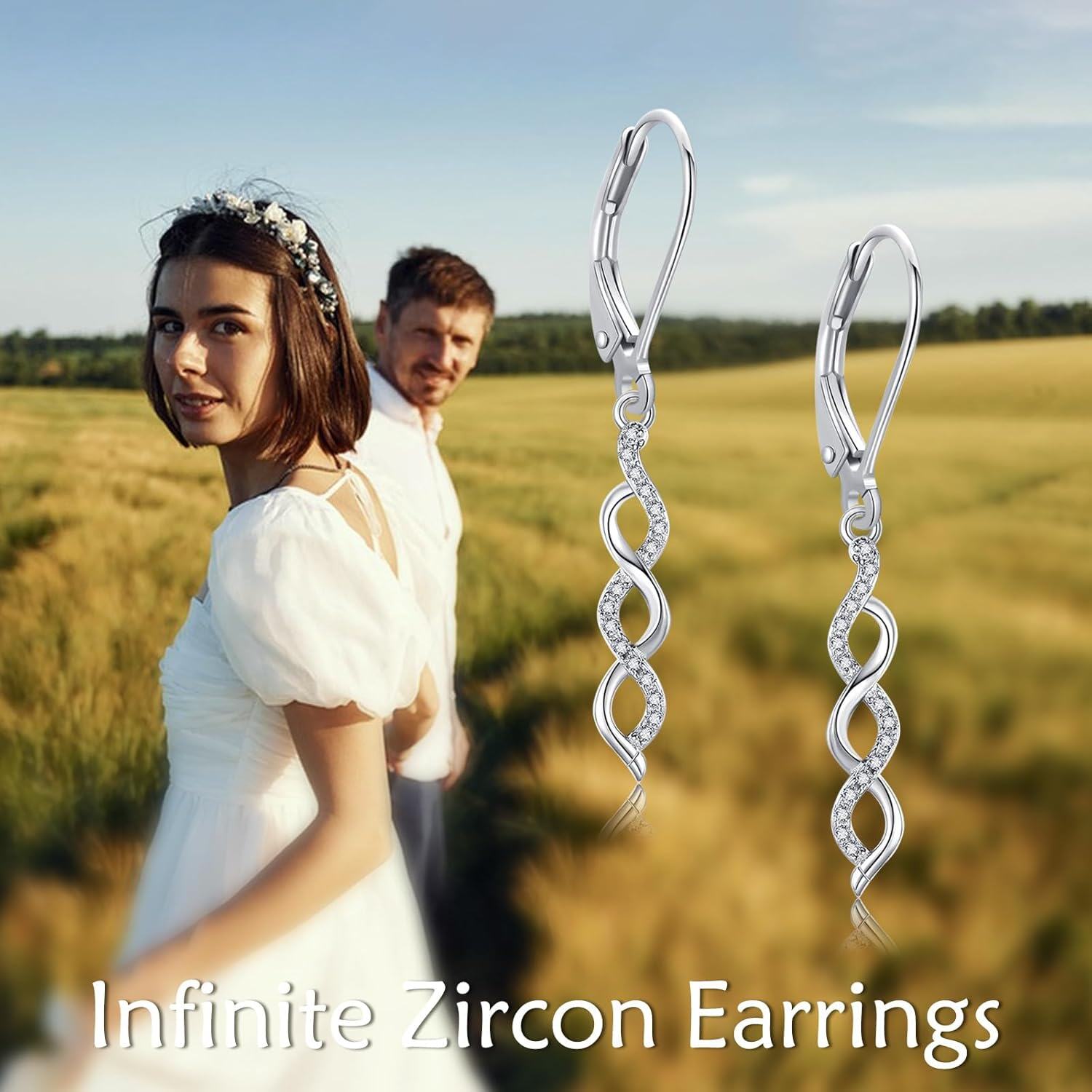 925 Sterling Silver Twist Diamond Drop Earrings-0-1