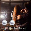 wholesale 925 Sterling Silver 925 White Pearl & CZ Accent Leverback Earrings-0-5