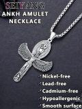 wholesale 925 Sterling Silver &  Ancient Egyptian Goddess Isis Ankh Necklace - 1.77 Inch Pendant, Gift Box-0-6