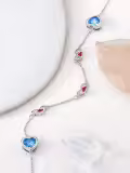 wholesale 925 Sterling Silver Heart-Shaped Stone & Leaf Charm Adjustable Bracelet Gift for Women and Girls-0-3