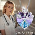 wholesale 925 Sterling Silver Purple Crystal Butterfly Heart Stethoscope Pendant Necklace for Nurses Doctors Gifts-0-1