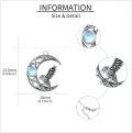 wholesale 925 Sterling Silver Moonstone Raven Crescent Moon Pendant Necklace s for Women-0-3