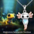 wholesale  Sterling Silver & Moonstone Axolotl Necklace - Hypoallergenic 925 Silver Pendant Gift for Women-0-2