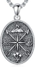 wholesale 925 Sterling Silver Compass Necklace with Arrow Pendant - Graduation Gift for Him & Her -0-0