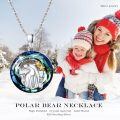 wholesale 925 Sterling Silver Polar Bear Family with Stars Blue Crystal Pendant Necklace for Women and Girls Gifts-0-1