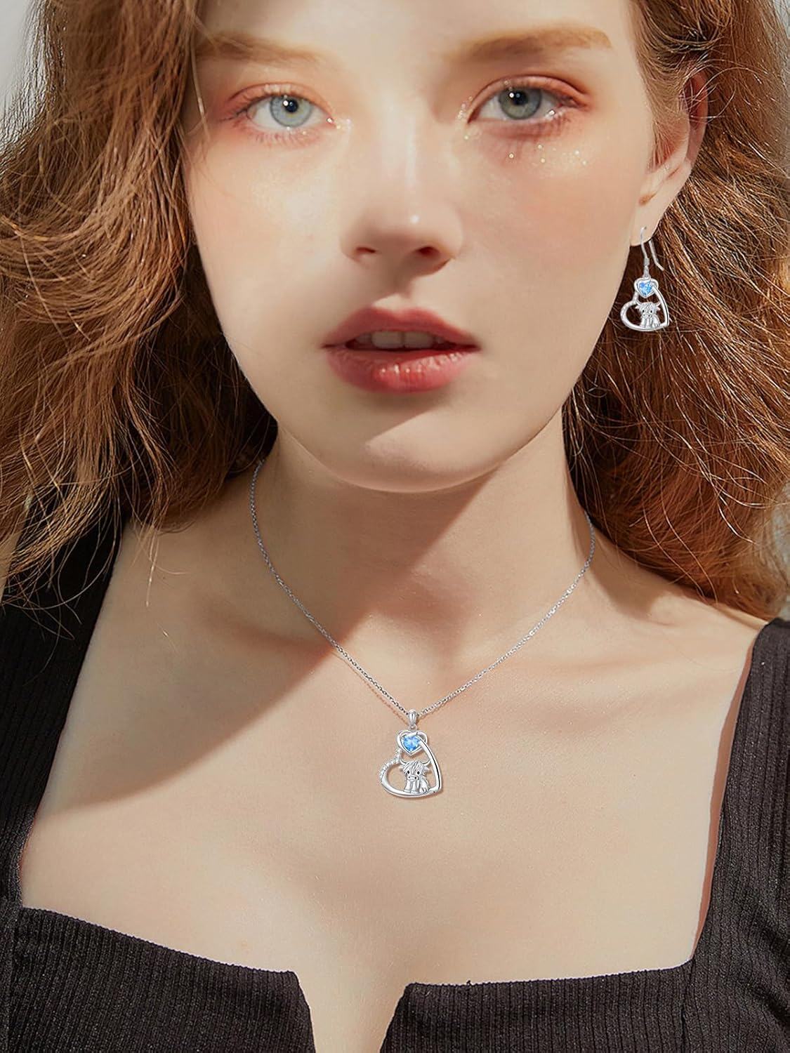 925 Sterling Silver Birthstone Highland Cow Dangle Earrings Scotland Western Gift-0-3