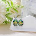 wholesale 925 Sterling Silver with Abalone Shell and Sunflower Design Drop Earrings for Women-0-2