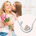 TOUPOP Sterling Silver & Crystal Mother Daughter Necklace Gift-0-1