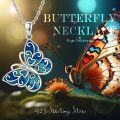 wholesale 925 Sterling Silver Blue Opal Butterfly Pendant Necklaces Minimalist Charm Gifts for Her-0-4