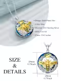 TOUPOP Sterling Silver Gold Plated Crystal Bee With Crown Pendant Necklace-0-2