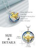 TOUPOP Sterling Silver Gold Plated Crystal Bee With Crown Pendant Necklace-0-2