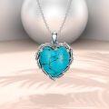 wholesale 925 Sterling Silver Blue Green Turquoise Heart Pendant Necklace for Women-0-1