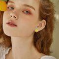 wholesale 925 Sterling Silver Yellow Lemon Fruit Stud Earrings-0-3