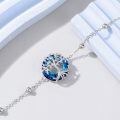 wholesale 925 Sterling Silver Tree Of Life Bracelet With Blue Crystal Centerpiece-0-4