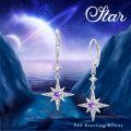 wholesale 925 Sterling Silver Purple Star Drop Earrings With Zirconia Accents-0-5