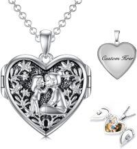 wholesale 925 Sterling Silver Heart Locket Necklace Wholesale Father Daughter Walk Together Photo Frame-04-Mother Daughter Locket+ Photo+Text-04-Mother Daughter Locket-04-Mother Daughter Locket+ Photo