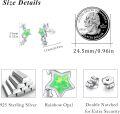 wholesale 925 Sterling Silver Star Stud Earrings w/Abalone & Cubic Zirconia - Hypoallergenic-0-2
