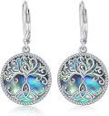 wholesale 925 Sterling Silver Celtic Tree of Life Leverback Earrings with Abalone Shell Inlay-0-0