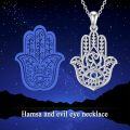 wholesale 925 Sterling Silver Blue Sapphire Evil Eye Hamsa Hand Pendant Necklace for Women Men Protection Lucky Charm s-0-2