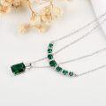 wholesale 925 Sterling Silver Green Emerald & White Topaz Pendant Necklace for Women Gifts-0-3