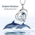 wholesale TOUPOP Dolphin Gifts For Women S925 Sterling Silver Dolphin Necklace With Blue Heart Crystal Ocean Cute Animals Pendant Jewelry Gifts For Women Daughter Birthday -0-4