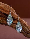 wholesale 925 Sterling Silver Abalone Shell Tree of Life Teardrop Dangle Earrings for Women's Gifts-0-1