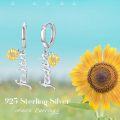 wholesale 925 Sterling Silver Sunflower Faith Cross Huggies Earings for Women Girls-0-3