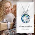 wholesale 925 Sterling Silver Phoenix Round Cut Glass Necklace with Chain 24 - Gift Boxed-0-4