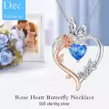 TOUPOP Sterling Silver Topaz Heart Butterfly Pendant Necklace-0-2