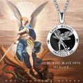 wholesale 925 Sterling Silver Saint Michael Archangel Abalone Shell Pendant Necklace-0-11