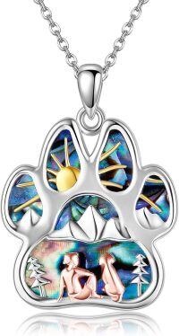 wholesale 925 Sterling Silver Blue Abalone Shell Mermaid Pendant Necklace for Women Gifts-Paw