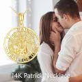 wholesale 14K Gold Saint Patrick Round Medal Religious Protection Pendant Necklace for Men & Women-0-5
