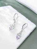 wholesale 925 Sterling Silver Heart Birthstone Celtic Knot Dangle Leverback Earrings-0-29