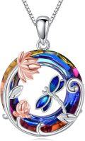 wholesale 925 Sterling Silver Rainbow Crystal Butterfly Pendant Necklace for Women-0-0