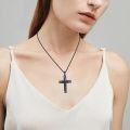 wholesale Black 925 Sterling Silver Abalone Shell Inlay Cross Pendant Necklace  for Men & Women - Religious Jewelry Christian Baptism Gift-0-5