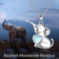 wholesale 925 Sterling Silver Heart-Shaped Moonstone Elephant Pendant Necklace-0-1