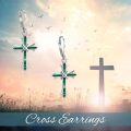 wholesale Sterling Silver Opal Cross Abalone Shell Dangle Drop Leverback Earrings-0-22