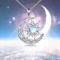 wholesale 925 Sterling Silver Sun & Moon Pendant with Blue and White Opals Labradorite and Moonstone - Perfect Gift for Teenage Girls-0-5