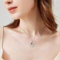 wholesale 925 Sterling Silver Black and White Cats in Love Heart Pendant Necklace with Cubic Zirconia Accents-0-1