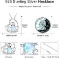 wholesale 925 Sterling Silver Blue Opal Heart Octopus Pendant Necklace Ocean Life s for Women Girls-0-2