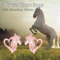wholesale 925 Sterling Silver Heart-Shaped Horse Stud Earrings for Women - Hypoallergenic -0-11