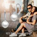 wholesale 925 Sterling Silver White Pearl and Cubic Zirconia Leverback Earrings-0-10