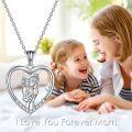 wholesale  925 Sterling Silver & Hypoallergenic Mother-Daughter Heart Pendant Necklace, Adjustable 18-20 Chain, Elegant Gift for Mom-0-1