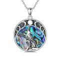 TOUPOP Sterling Silver Abalone Shell Necklace Dragon Phoenix Wolf Pendant-0-0