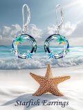 TOUPOP Sterling Silver Turtle Jellyfish Dolphin Starfish Whale Dangle Drop Earrings Ocean Jewelry-0-4